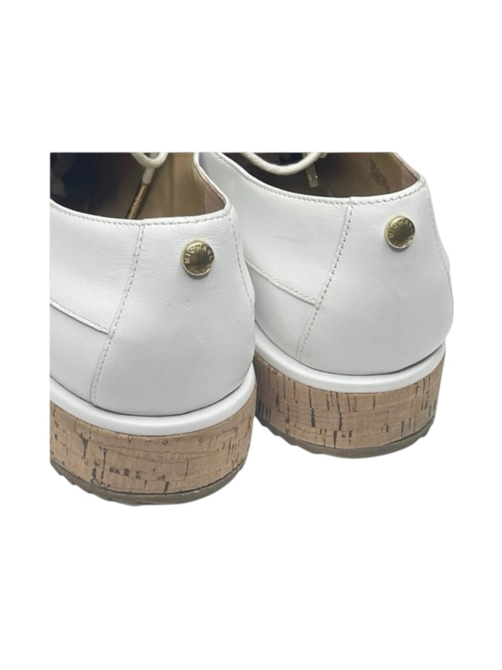 new Michael Kors ❁ Zane Leather Wingtip Cork Platform Espadrilles ❁ Optic White - Picture 6 of 16